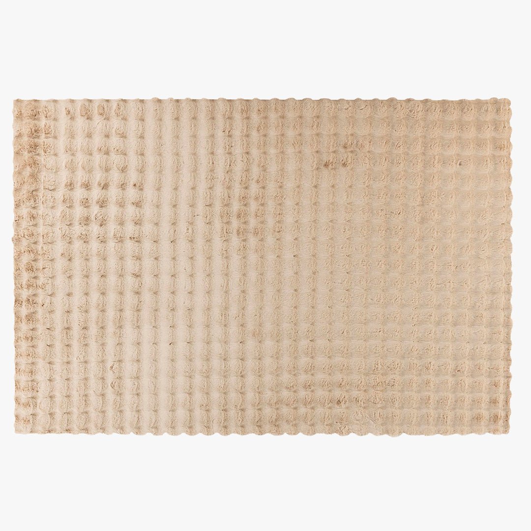 HARMONY Tapis en tissu doux à motif quadrillé beige - 80x150 cm - Tapis - Mobilier Deco