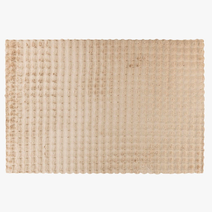 HARMONY Tapis en tissu doux à motif quadrillé beige - 80x150 cm