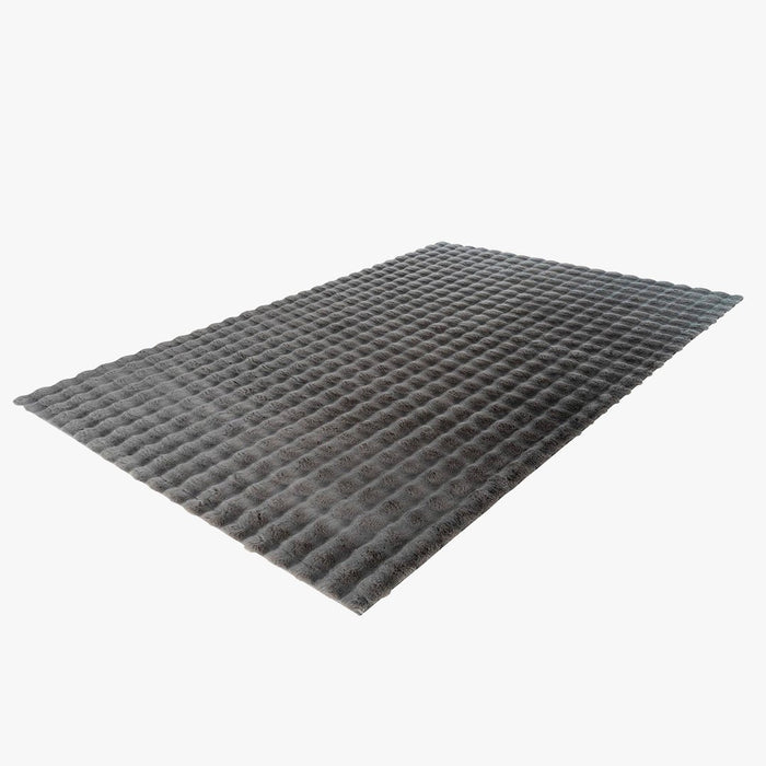 HARMONY Tapis en tissu doux à motif quadrillé gris foncé- 160x230 cm
