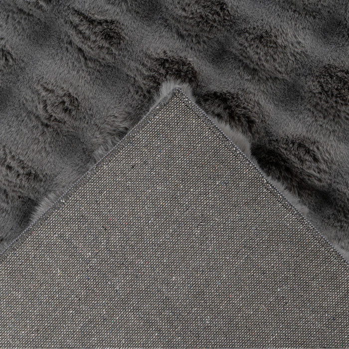 HARMONY Tapis en tissu doux à motif quadrillé gris foncé - 80x150 cm