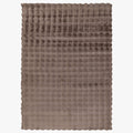 HARMONY Tapis en tissu doux à motif quadrillé taupe - 80x150 cm