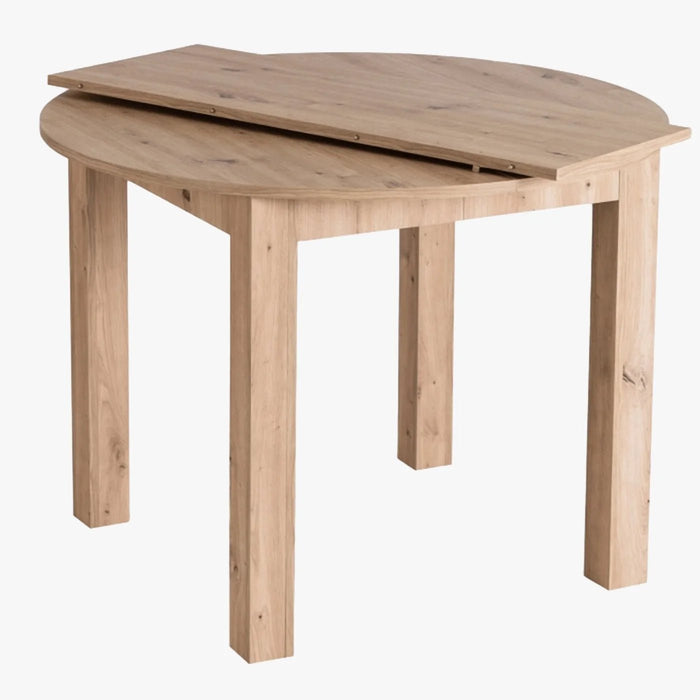 HARRY Table à manger ronde extensible couleur bois clair 102-142 cm