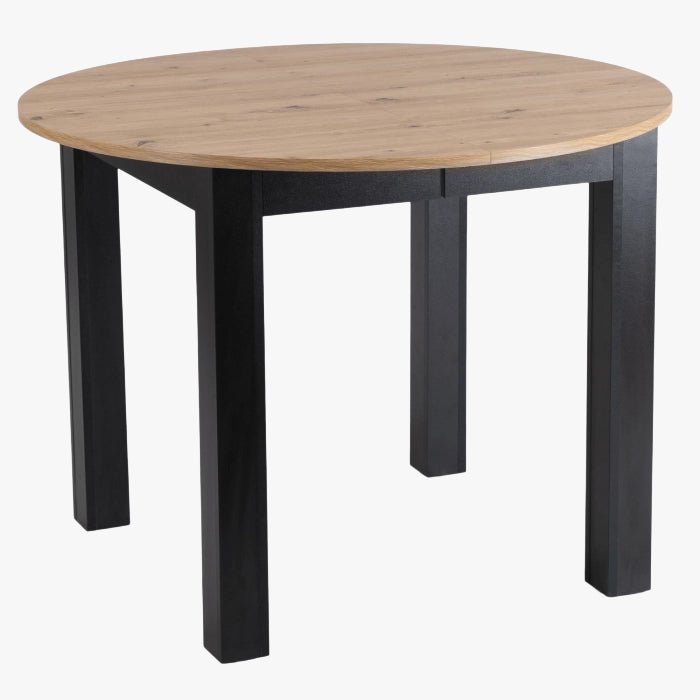 HARRY Table à manger ronde extensible couleur bois clair 102-142 cm