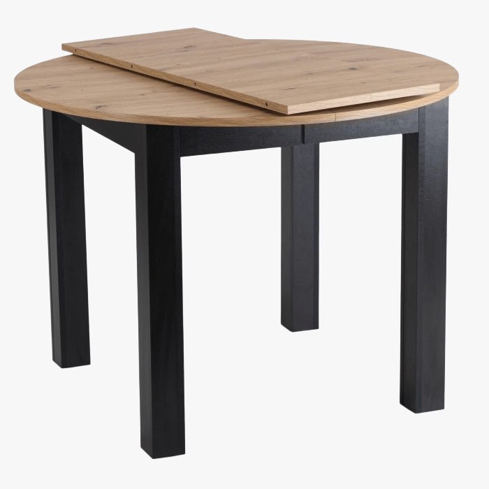 HARRY Table à manger ronde extensible couleur bois clair 102-142 cm