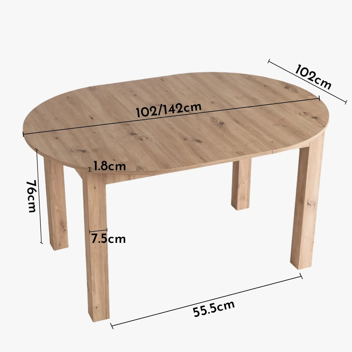 HARRY Table à manger ronde extensible couleur bois clair 102-142 cm - Table à manger - Mobilier Deco