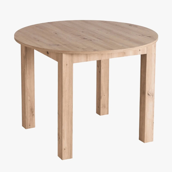 HARRY Table à manger ronde extensible couleur bois clair 102-142 cm