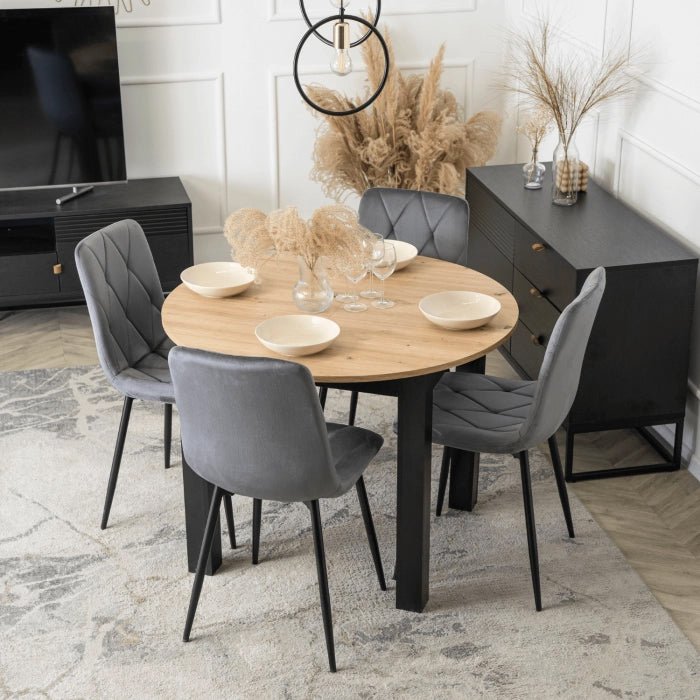 HARRY Table à manger ronde extensible couleur bois clair 102-142 cm - Table à manger - Mobilier Deco