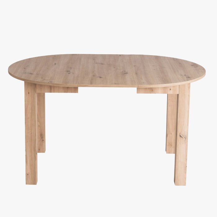 HARRY Table à manger ronde extensible couleur bois clair pieds métal noir 102-142 cm - Table à manger - Mobilier Deco