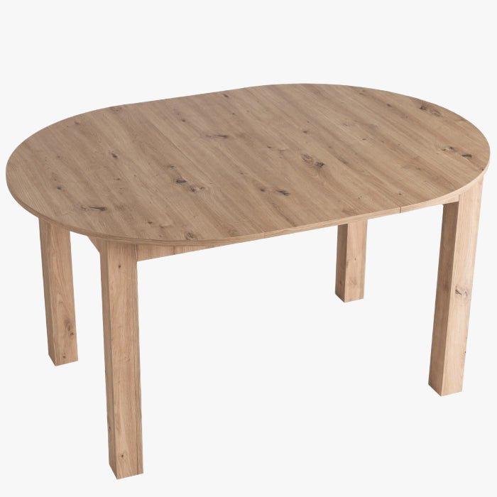 HARRY Table à manger ronde extensible couleur bois clair pieds métal noir 102-142 cm - Table à manger - Mobilier Deco