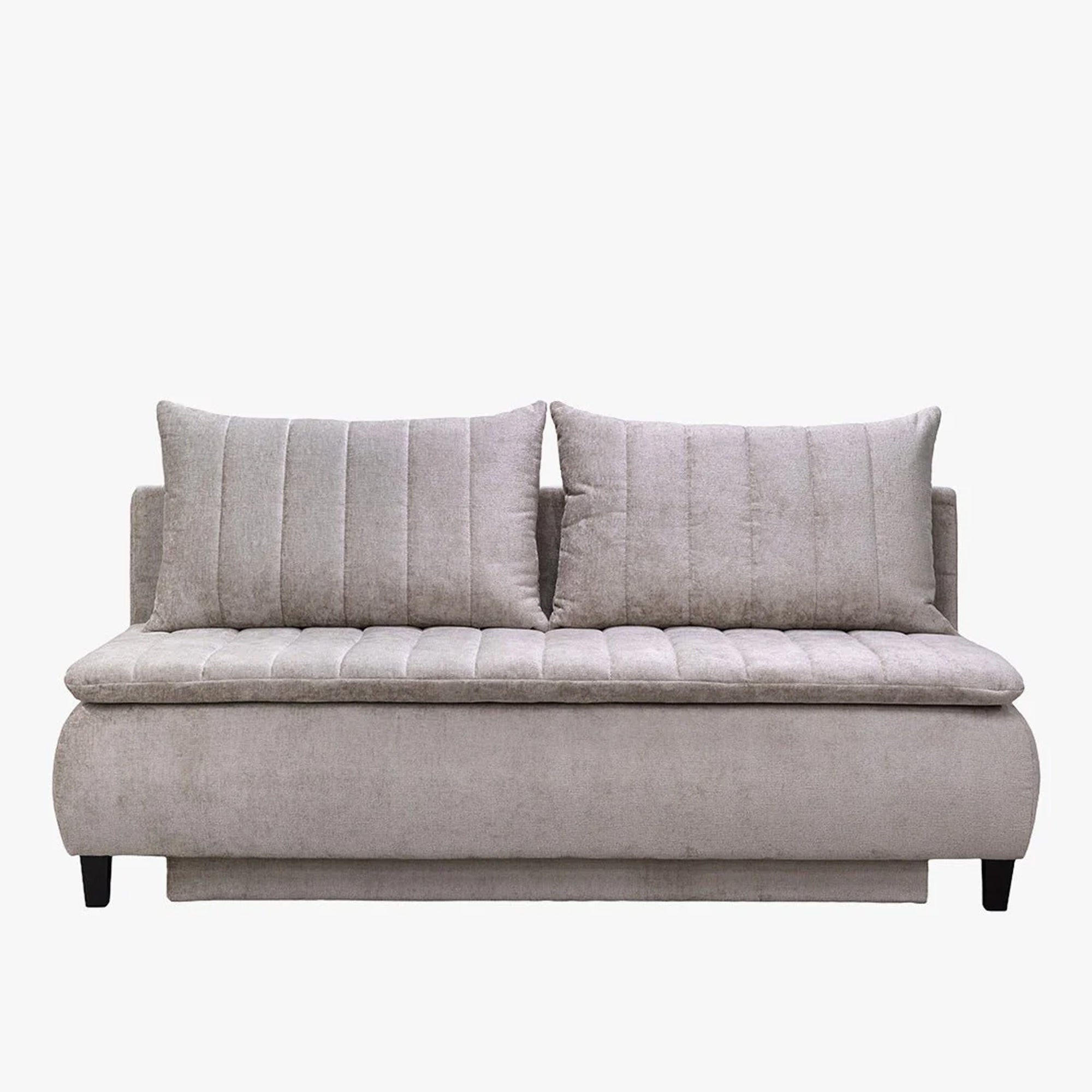 HARVEY Canapé 3 places convertible avec coffre en tissu taupe clair - Canapés convertibles - Mobilier Deco