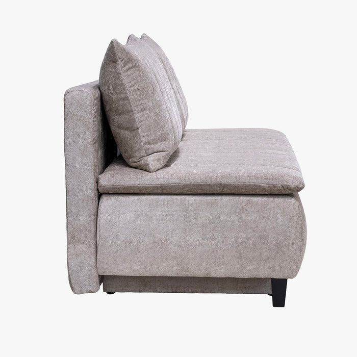 HARVEY Canapé 3 places convertible avec coffre en tissu taupe clair