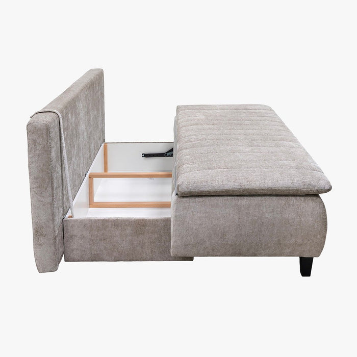 HARVEY Canapé 3 places convertible avec coffre en tissu taupe clair