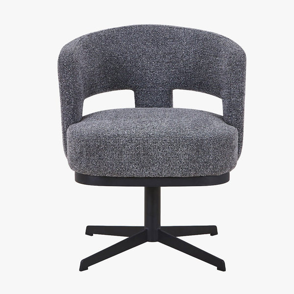 HAVA Chaise pivotante en tissu gris anthracite pieds en métal noir