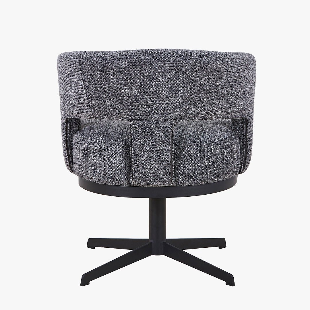 HAVA Chaise pivotante en tissu gris anthracite pieds en métal noir - Chaise de repas - Mobilier Deco