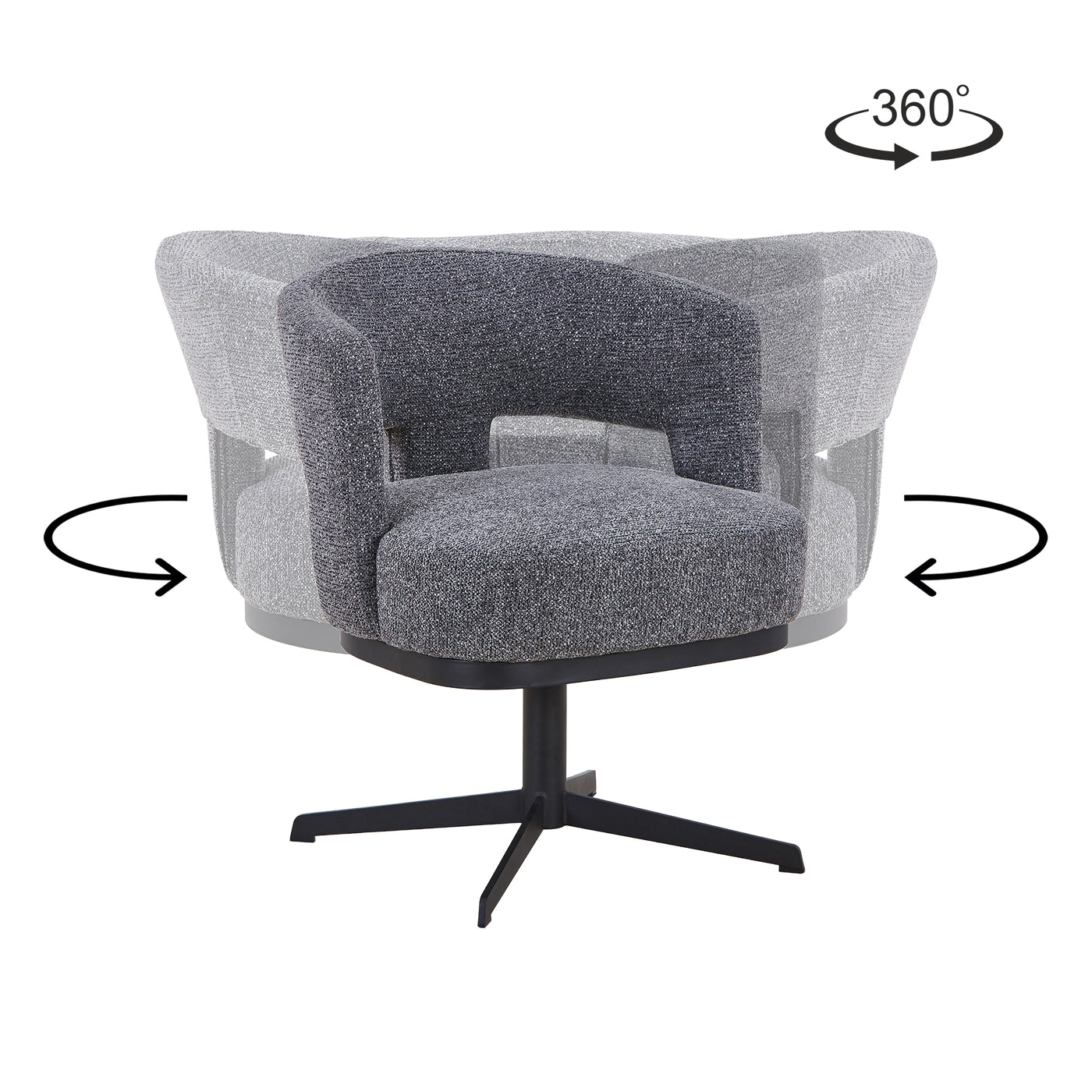 HAVA Chaise pivotante en tissu gris anthracite pieds en métal noir