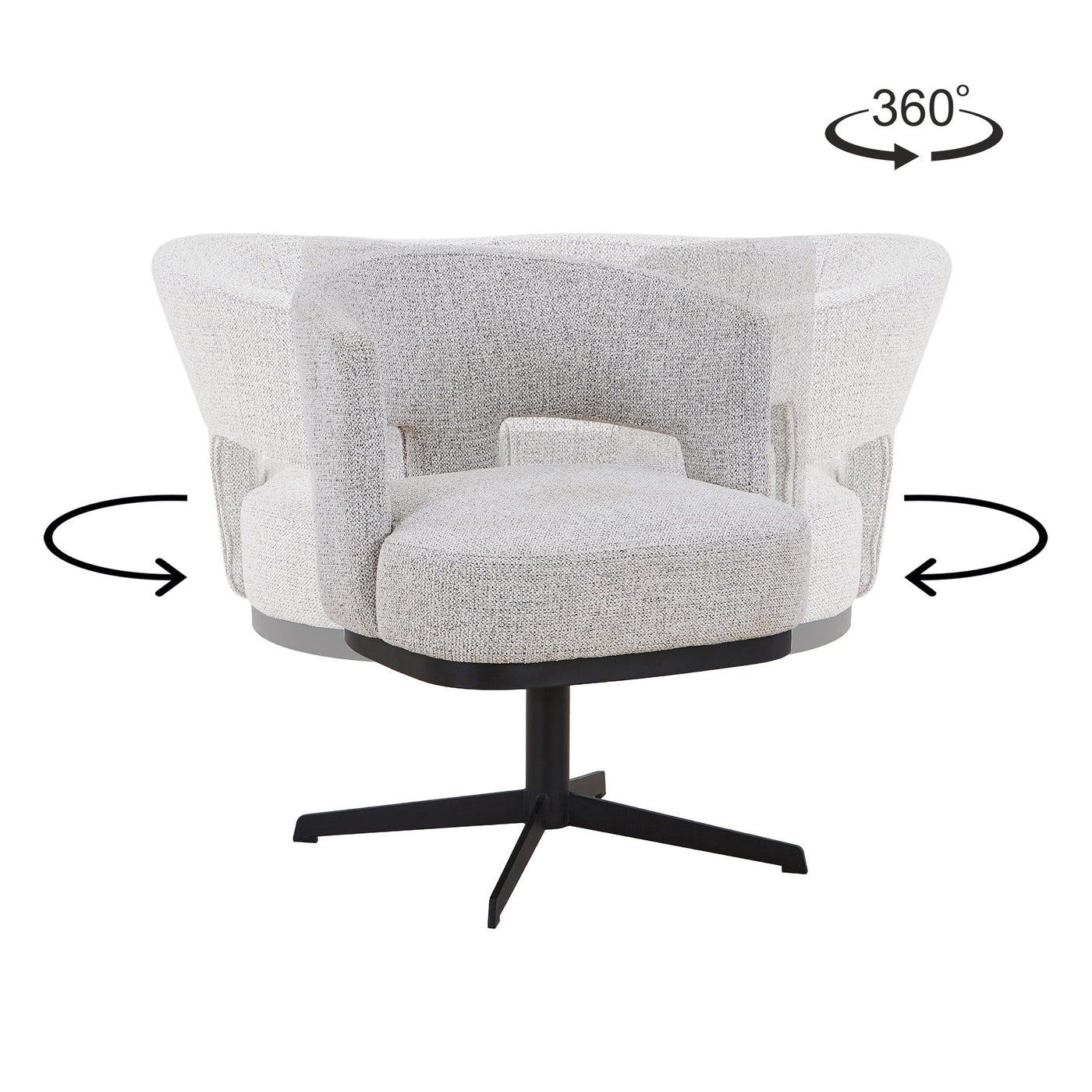 HAVA Chaise pivotante en tissu gris clair pieds en métal noir - Chaise de repas - Mobilier Deco