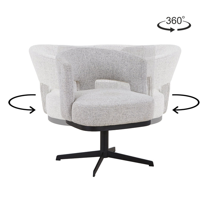 HAVA Chaise pivotante en tissu gris clair pieds en métal noir