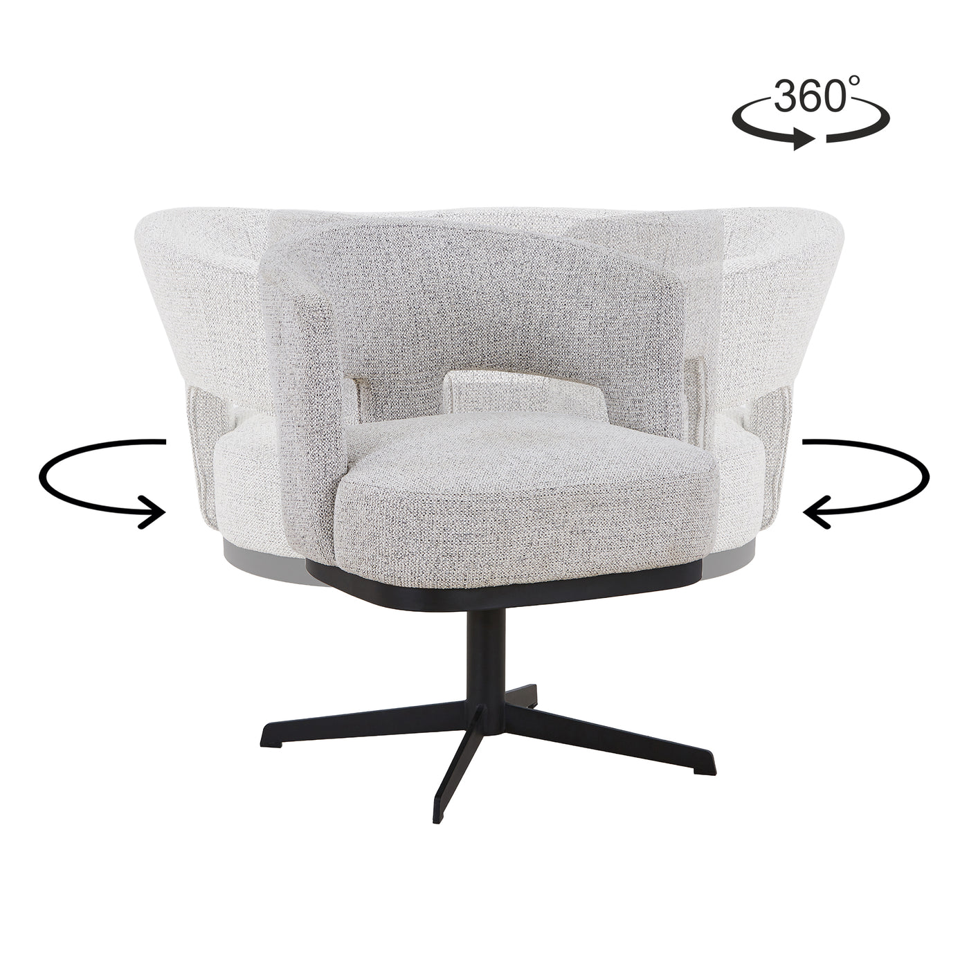 HAVA Chaise pivotante en tissu gris clair pieds en métal noir