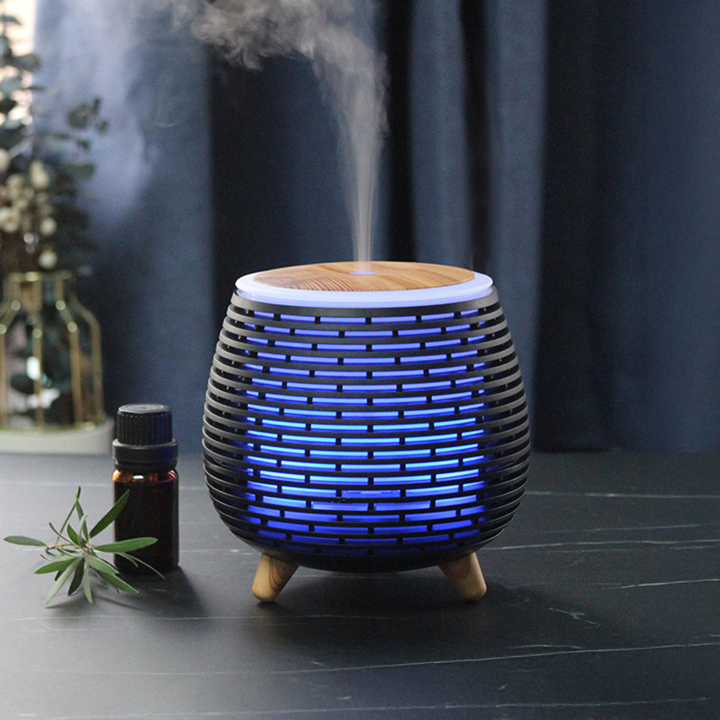HELYR Diffuseur d'huiles essentielles à LED noir