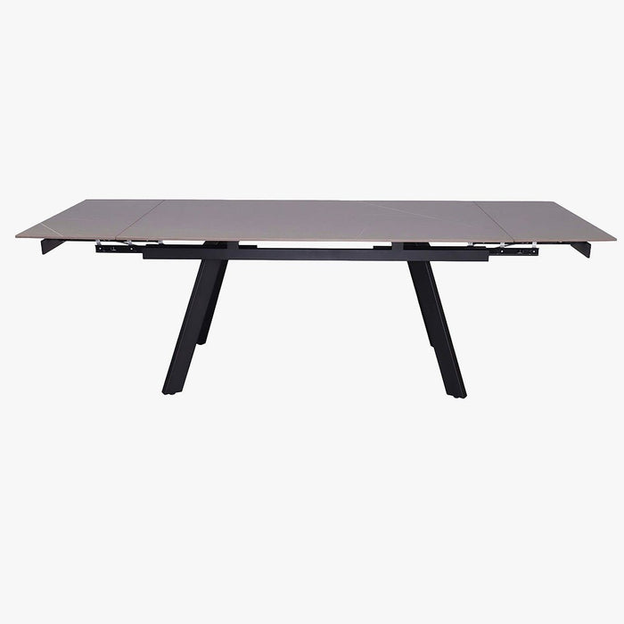HERA Table extensible en pierre frittée noir pieds en métal noir 160-240 cm