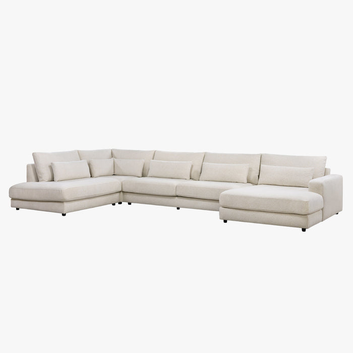 HILONA U Canapé panoramique tissu beige - Angle droit