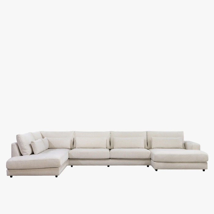 HILONA U Canapé panoramique tissu beige - Angle droit