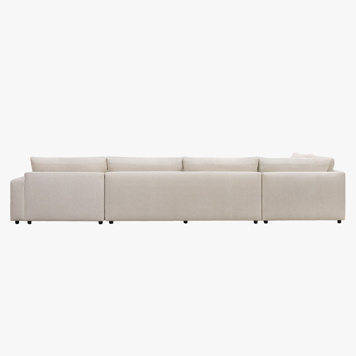 HILONA U Canapé panoramique tissu beige - Angle droit