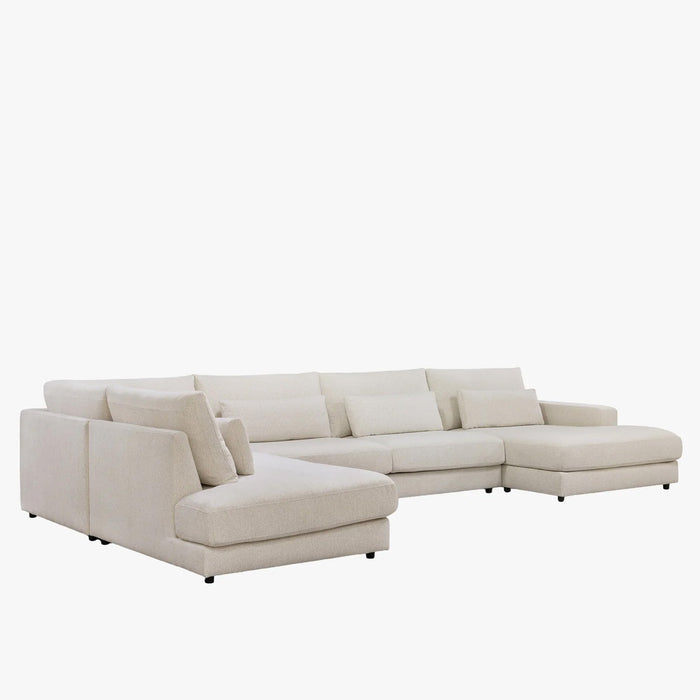 HILONA U Canapé panoramique tissu beige - Angle droit