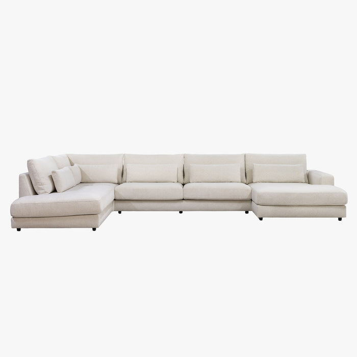 HILONA U Canapé panoramique tissu beige - Angle droit