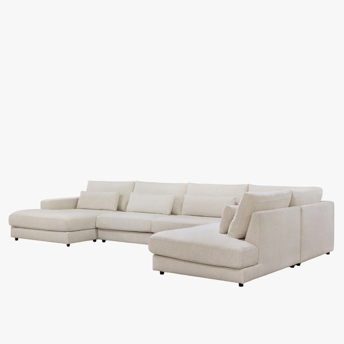 HILONA U Canapé panoramique tissu beige - Angle gauche