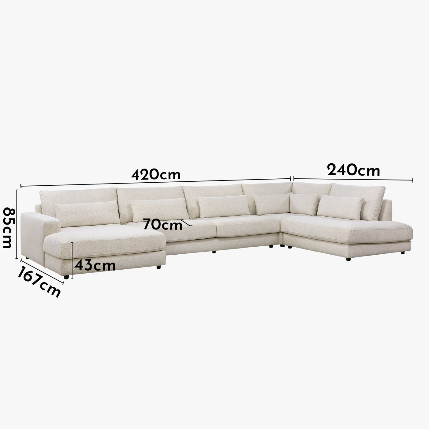 HILONA U Canapé panoramique tissu beige - Angle gauche - Canapés panoramiques - Mobilier Deco