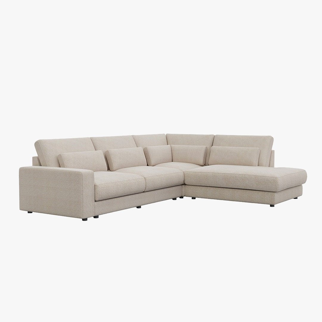 HILONA XL Canapé d'angle en tissu beige - Angle droit - Canapés d'angle - Mobilier Deco