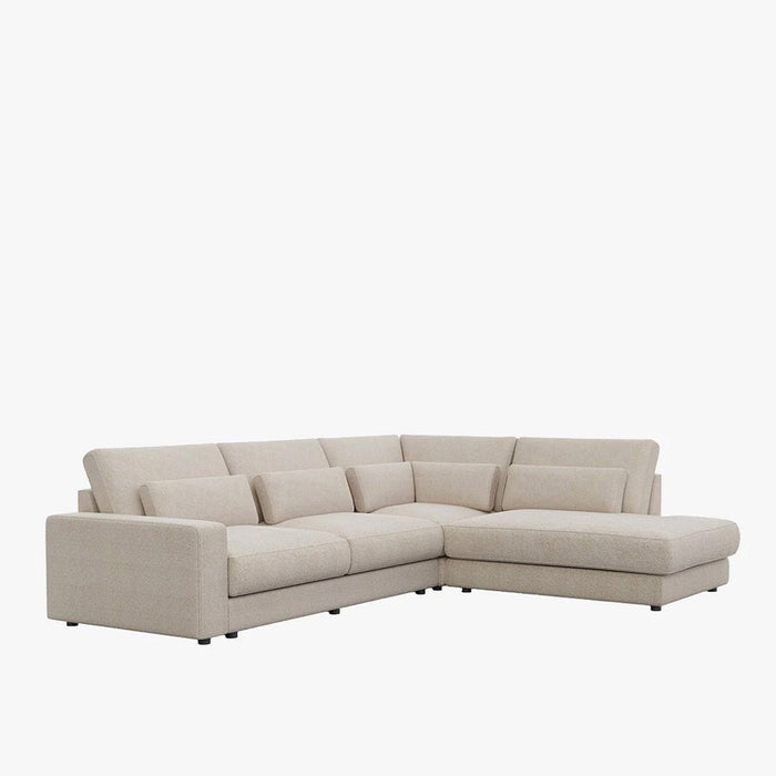 HILONA XL Canapé d'angle en tissu beige - Angle droit
