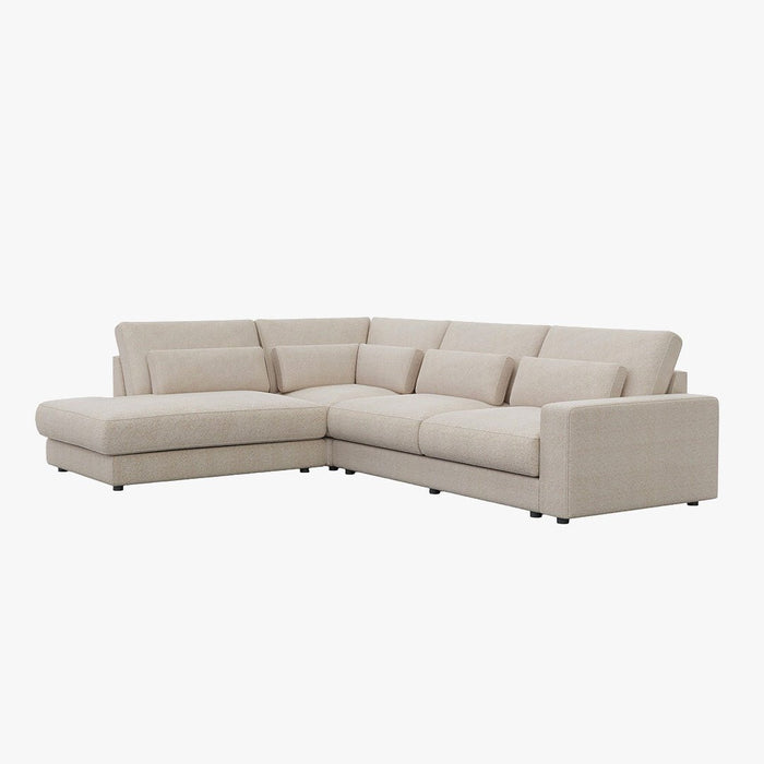 HILONA XL Canapé d'angle en tissu beige - Angle gauche