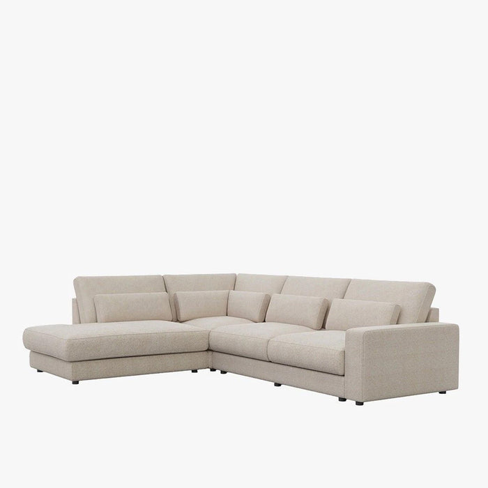 HILONA XL Canapé d'angle en tissu beige - Angle gauche