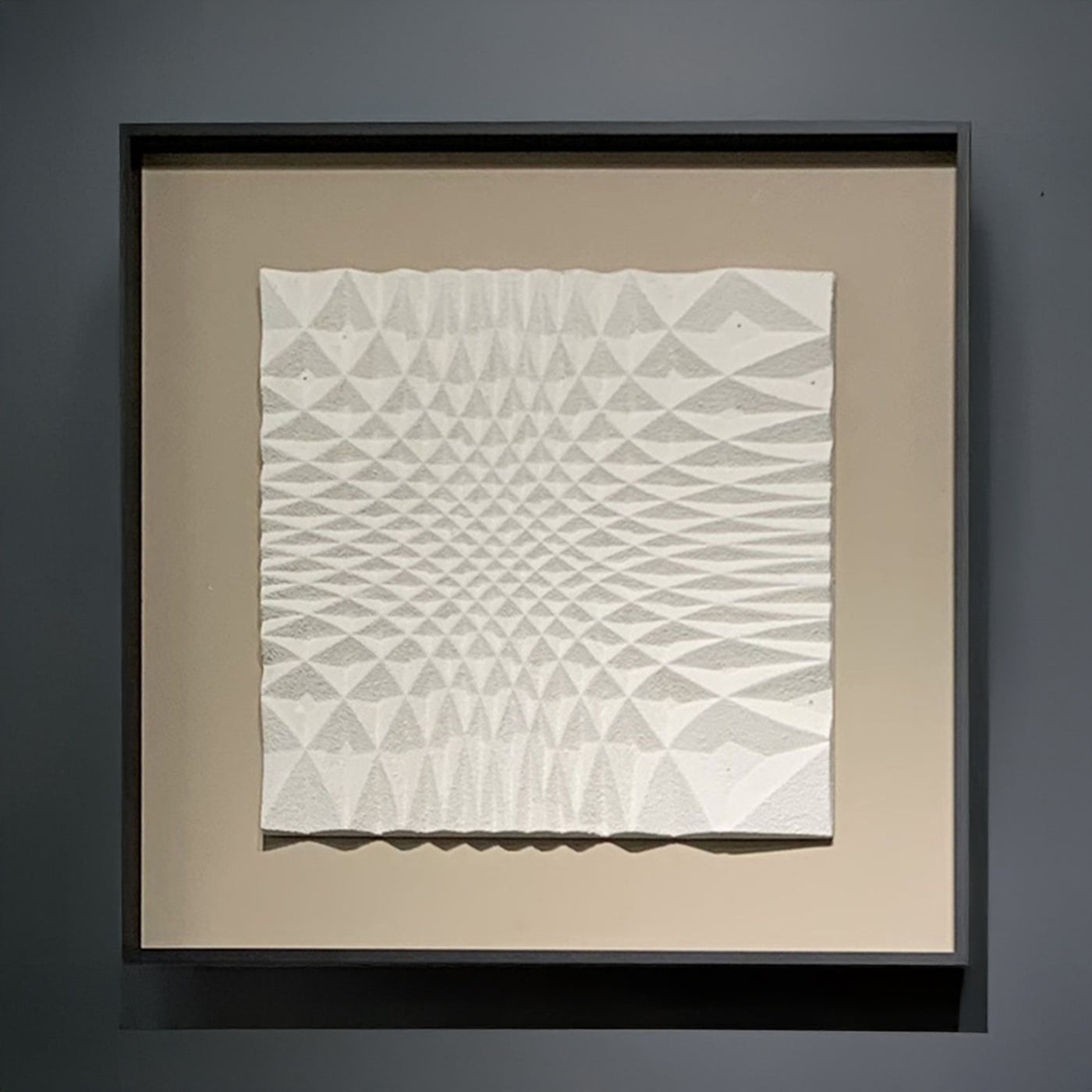 IRANA Tableau peinture à l'huile relief carré cadre aluminium noir - 50x50 cm