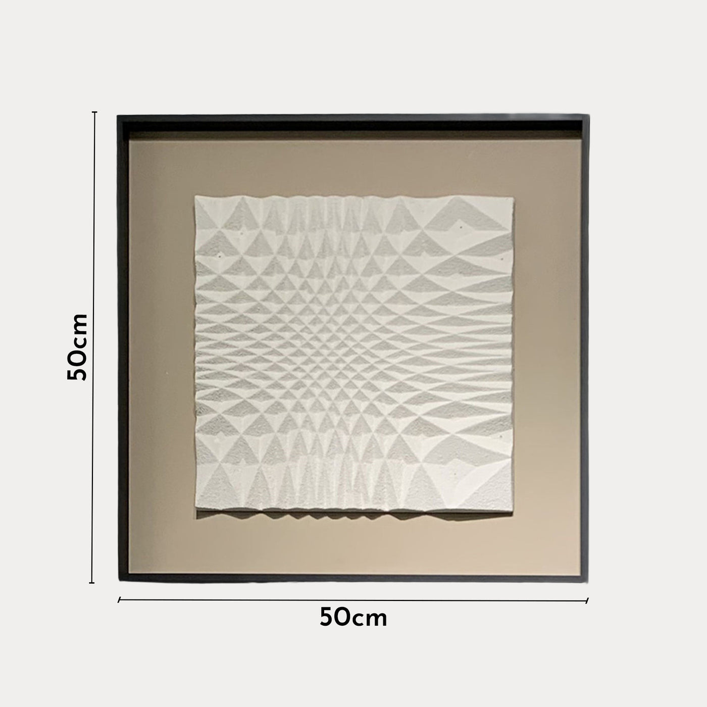 IRANA Tableau peinture à l'huile relief carré cadre aluminium noir - 50x50 cm