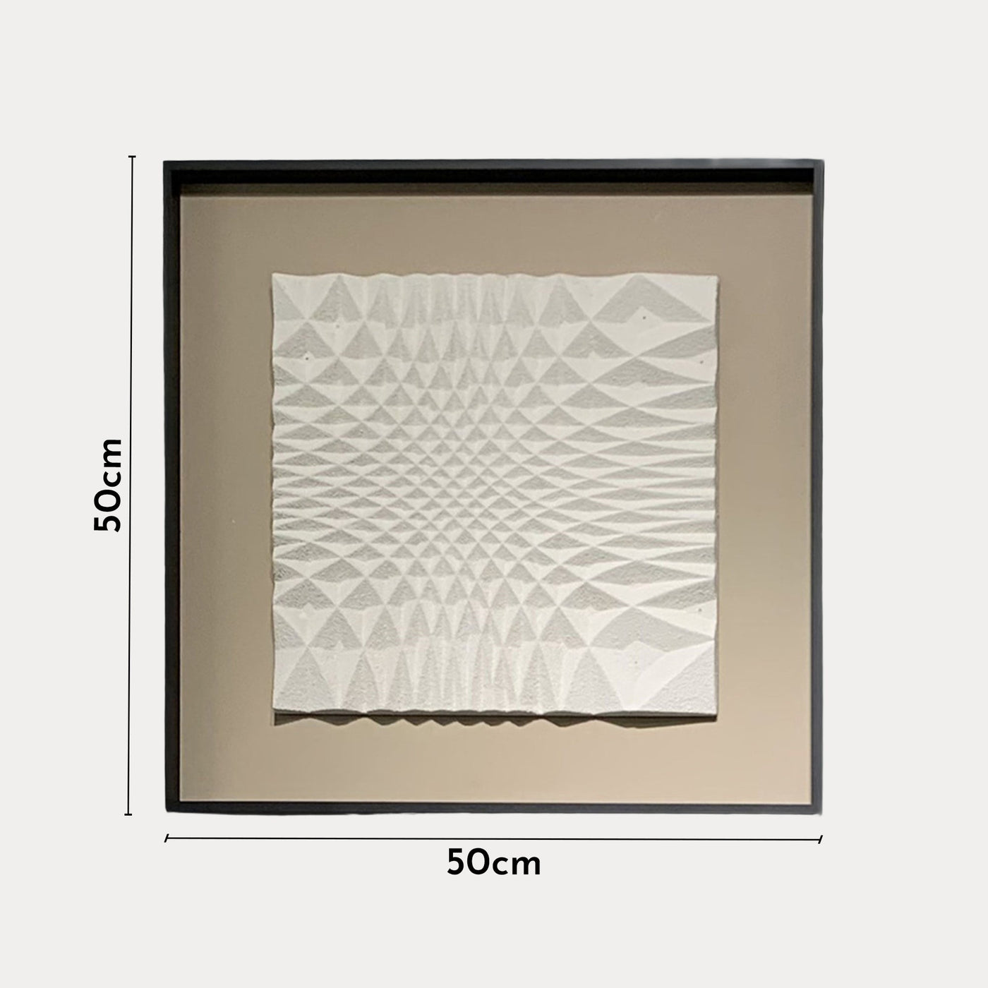 IRANA Tableau peinture à l'huile relief carré cadre aluminium noir - 50x50 cm - Tableaux - Mobilier Deco