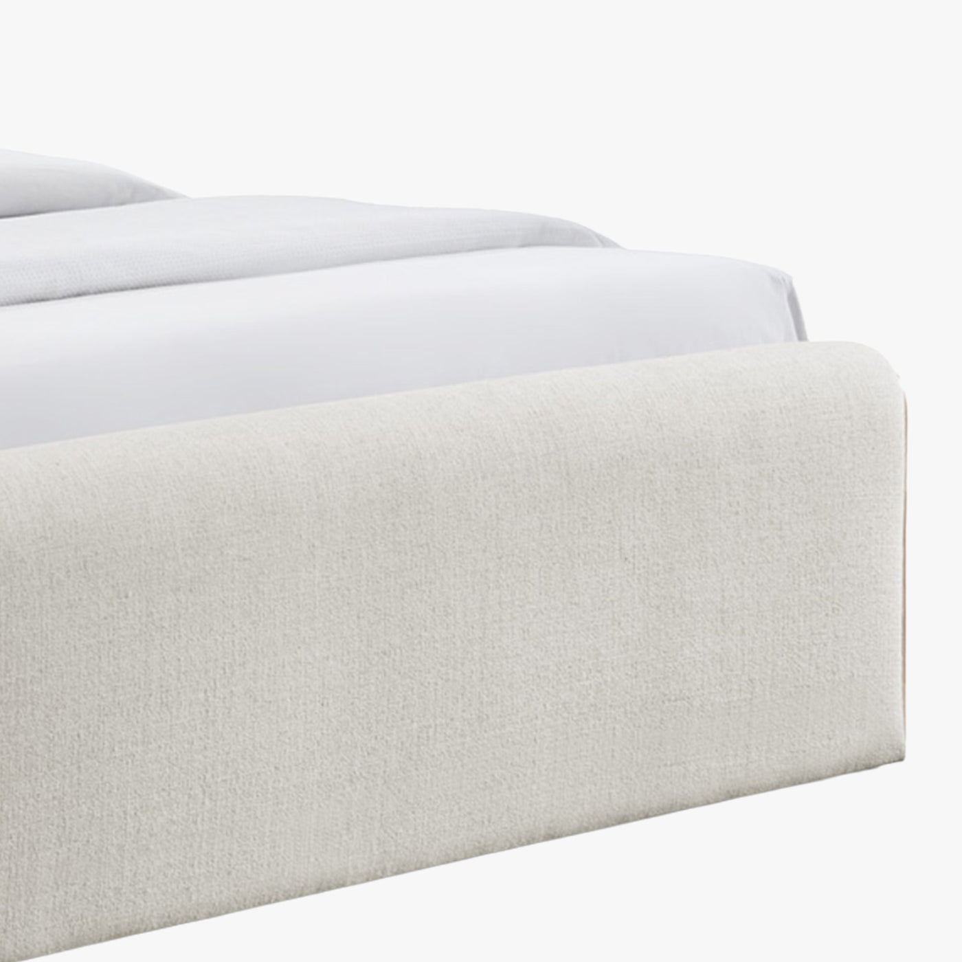 IREL Lit double en tissu beige et bois foncé 140x190 cm - Lits - Mobilier Deco