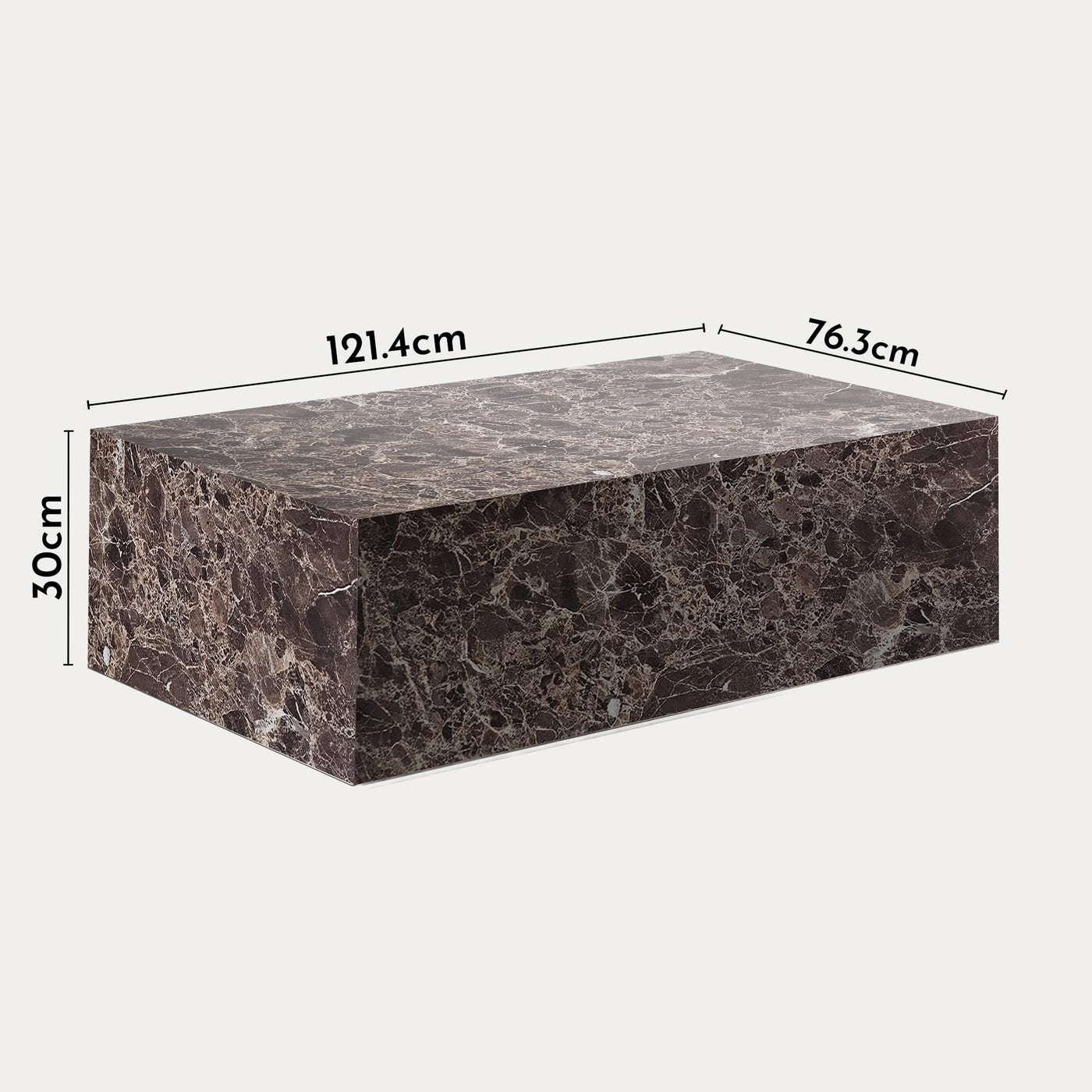 ISBEL Table basse rectangulaire en marbre d'ingénierie marron