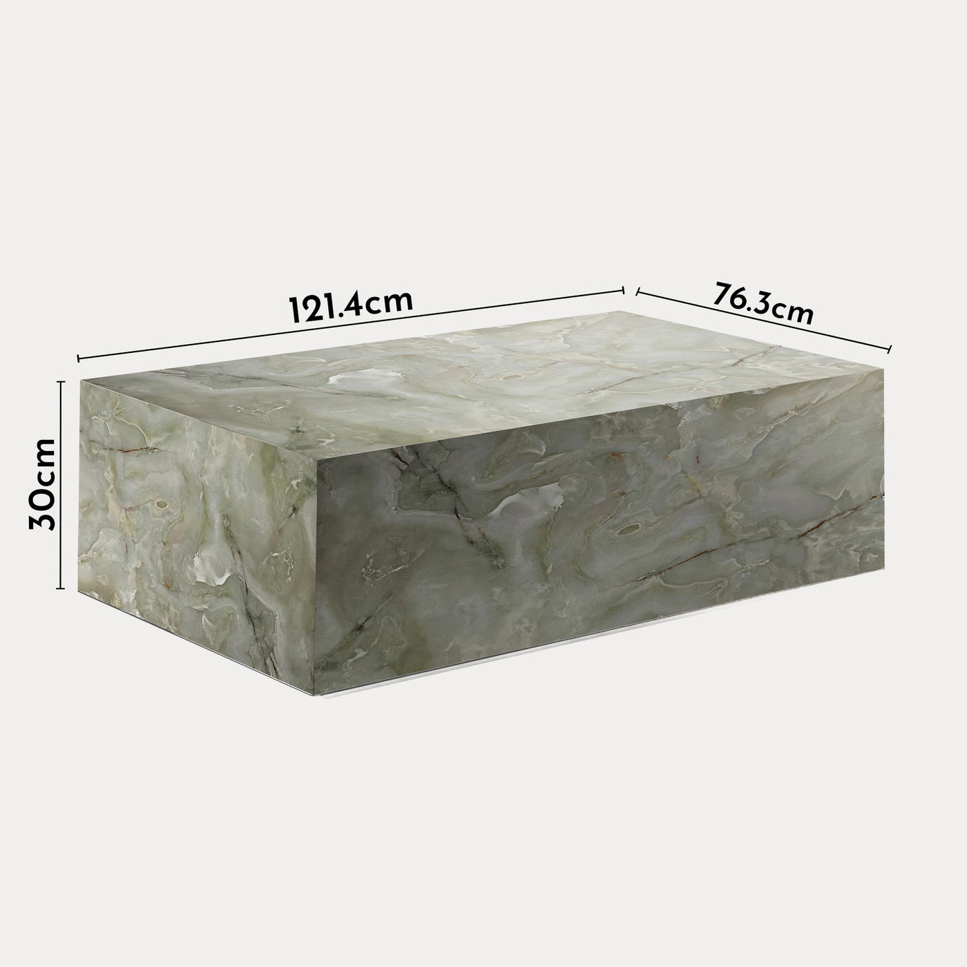 ISBEL Table basse rectangulaire en marbre d'ingénierie vert