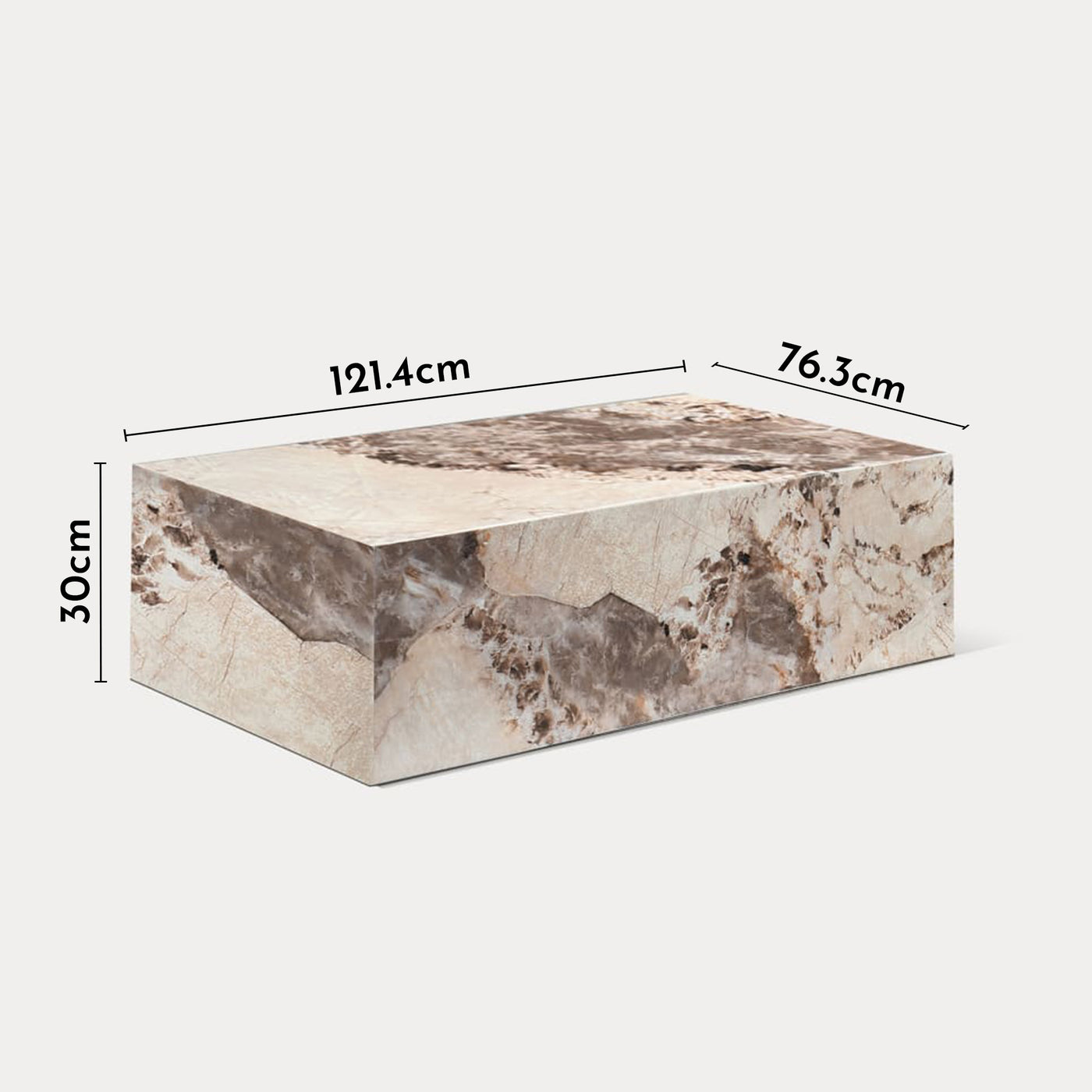 ISBEL Table basse rectangulaire marbre d'ingénierie beige et marron