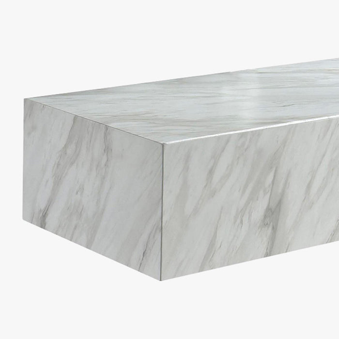 ISBEL Table basse rectangulaire marbre d'ingénierie blanc