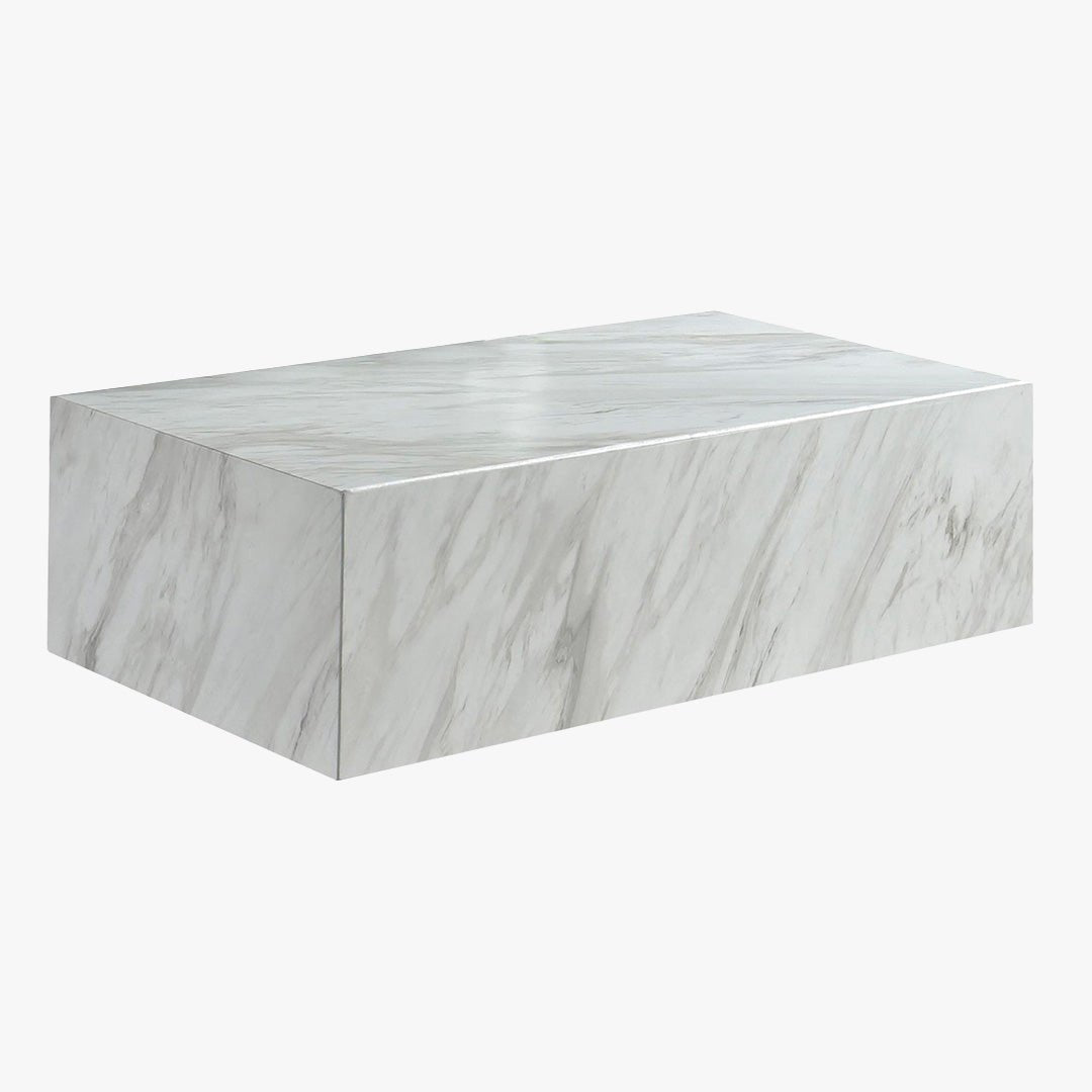 ISBEL Table basse rectangulaire marbre d'ingénierie blanc - Table basse - Mobilier Deco