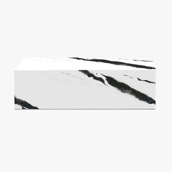 ISBEL Table basse rectangulaire marbre d'ingénierie blanc et noir