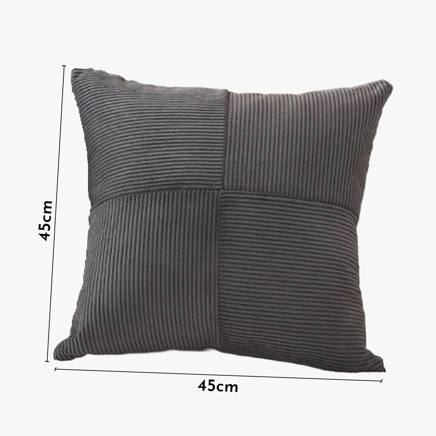 ISYS Coussin carré en tissu côtelé gris 45x45 cm - Coussins - Mobilier Deco