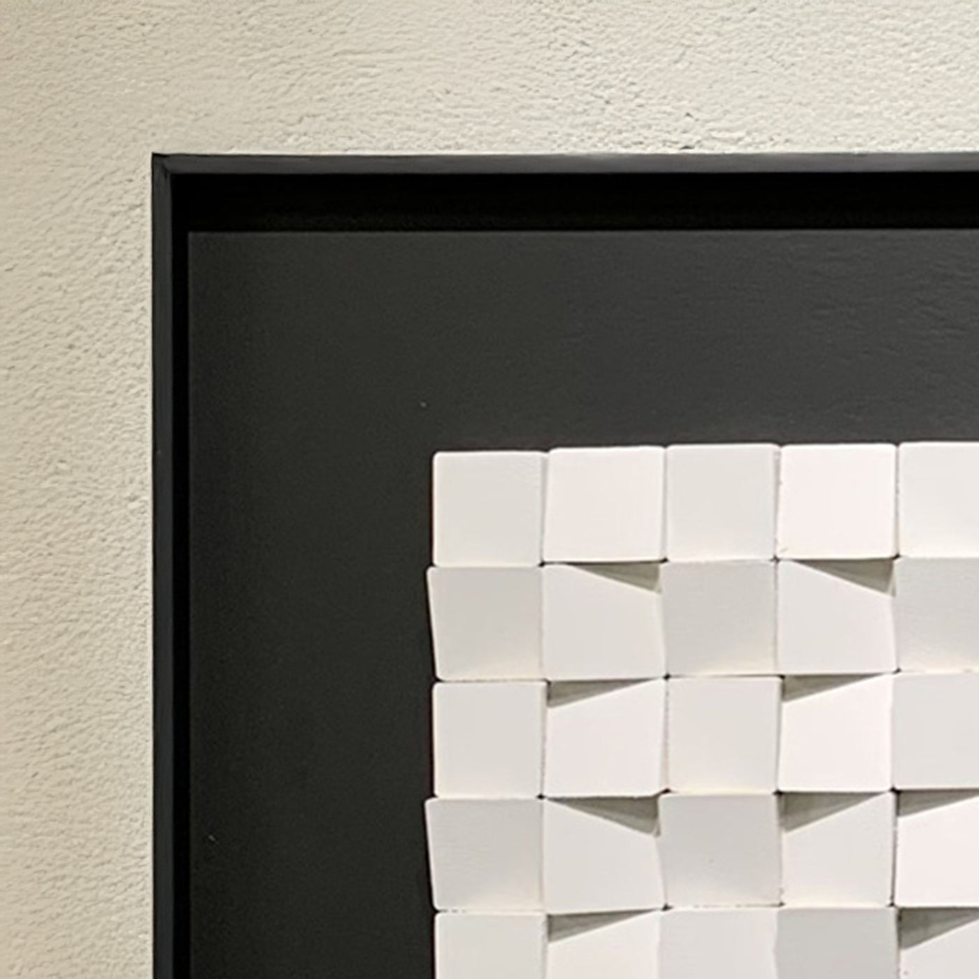IZIA Tableau peinture à l'huile relief carré cadre aluminium noir - 50x50 cm