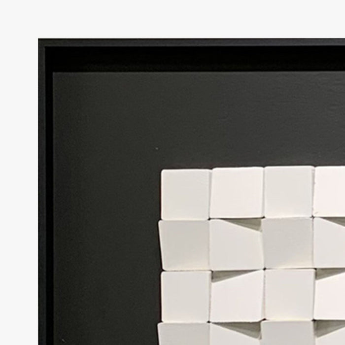 IZIA Tableau peinture à l'huile relief carré cadre aluminium noir - 50x50 cm