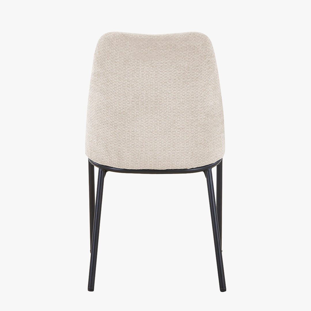 JADHA Lot de 2 chaises en tissu bouclette beige pieds en métal noir - Chaise de repas - Mobilier Deco
