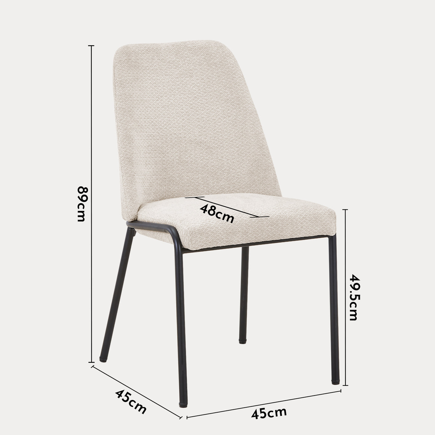 JADHA Lot de 2 chaises en tissu bouclette beige pieds en métal noir